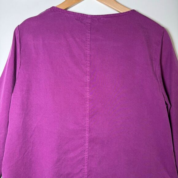 Cut Loose Small Tencel Top Purple Asymmetrical Pocket Lagenlook Made in USA - Picture 4 of 11